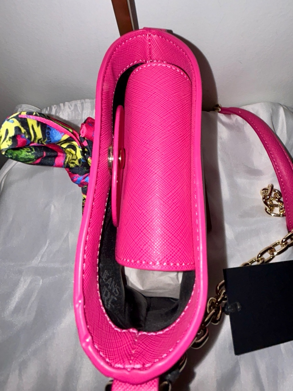 Versace Jeans Couture Cross Body Bag with Knotted Scarf in Fuchsia NWT - Picture 8 of 12